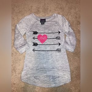 Girls Miss Chievous gray shirt, 3/4 sleeves Size medium, Love themed, Valentines